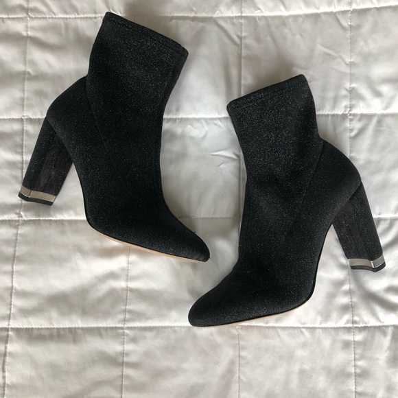 *SOLD* Michael Kors Sparkly Black Heeled Booties - Picture 3 of 4